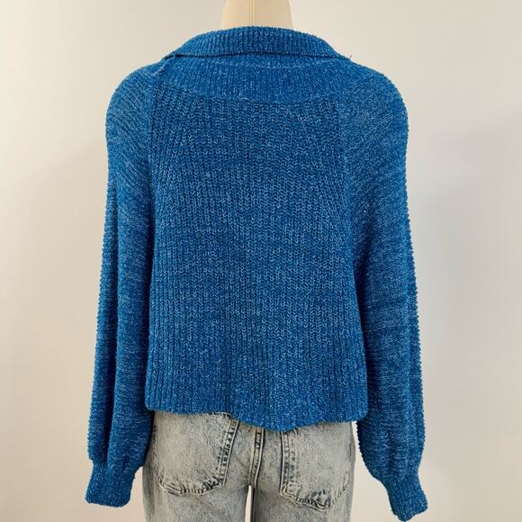 Free People Edessa Off-The-Shoulder Sweater Pullover Blue Size XS Oversized - Picture 5 of 9